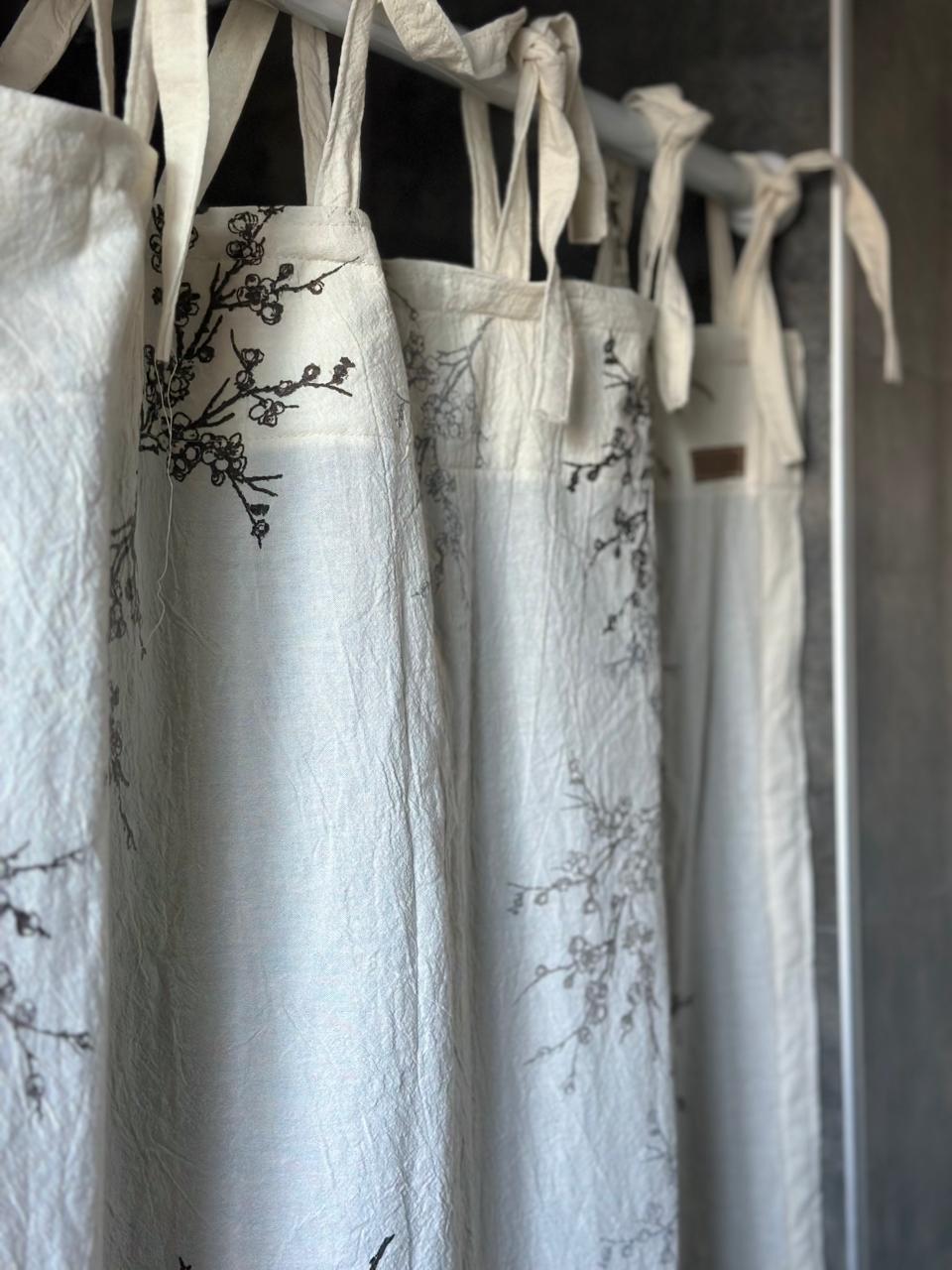 Cortina de baño- Duraznero- gris plomo, gris cemento +plata