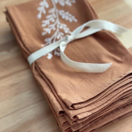 Servilletas estampadas a mano x 4 unidades- canela