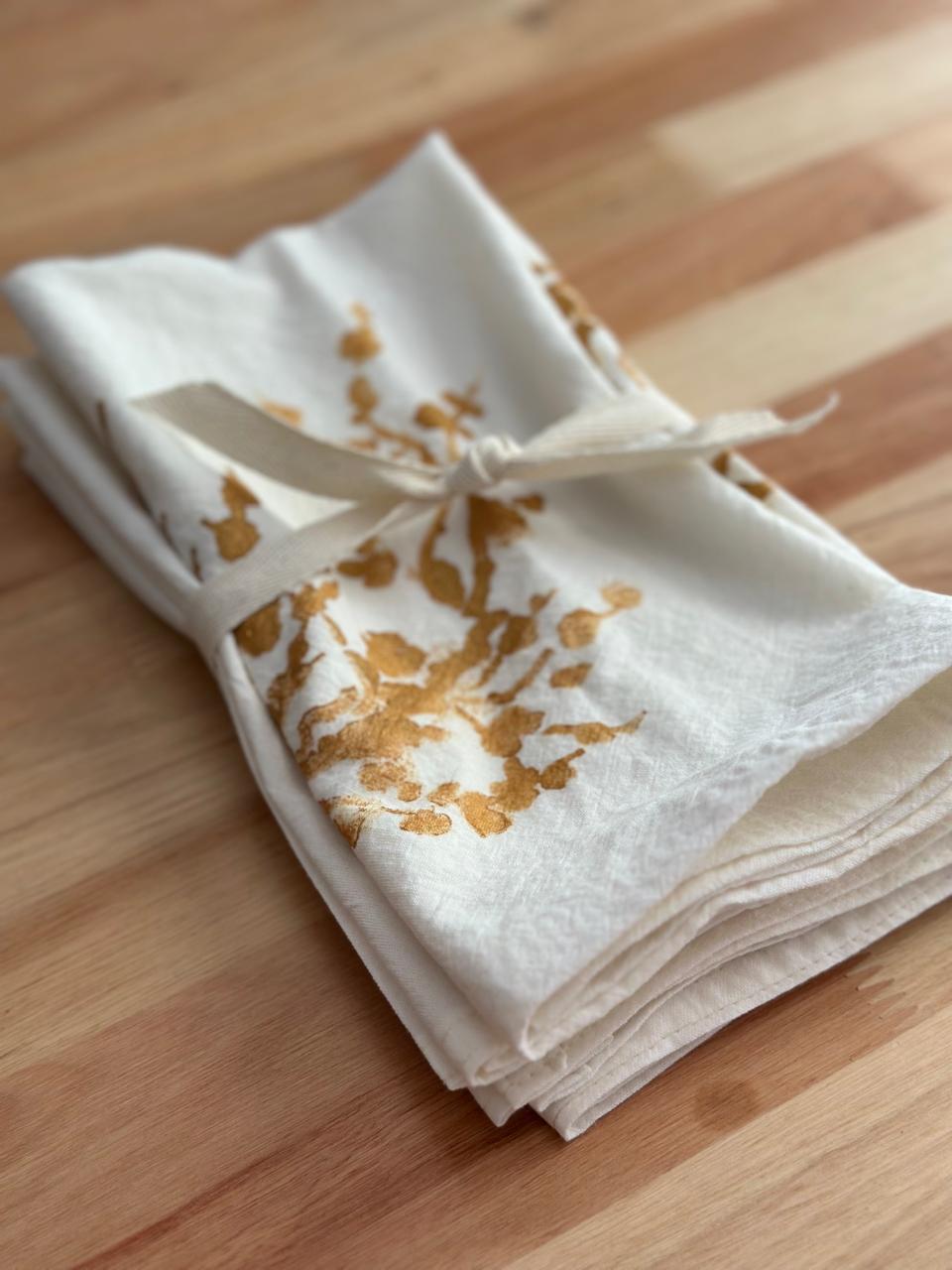 Servilletas estampadas a mano x 4 unidades- off white