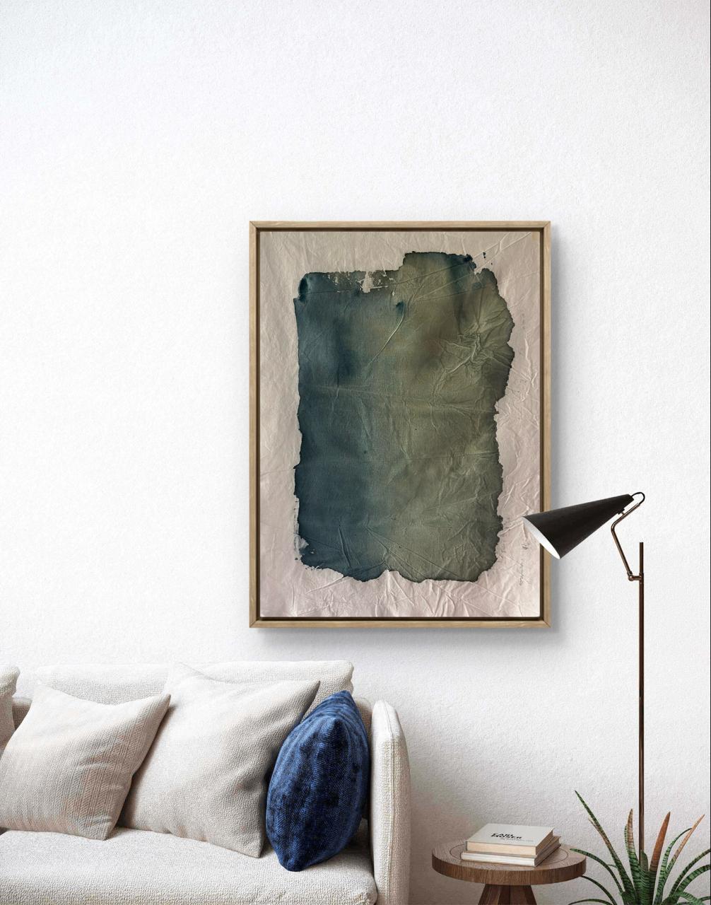 Cuadro Abstracto Petróleo y verde – Arte Textil