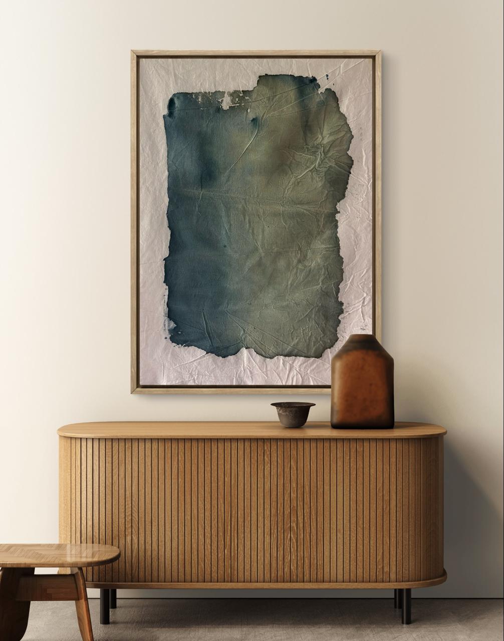 Cuadro Abstracto Petróleo y verde – Arte Textil