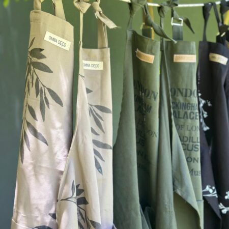 Delantal gabardina estampado a mano - Caqui/Verde Militar/Negro